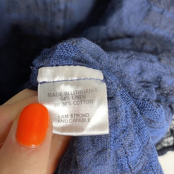 Flax Button V Neck‎ Tunic Top Size Small - Picture 3 of 5